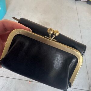 HOBO Black and Gold Wallet with Vintage Clasp